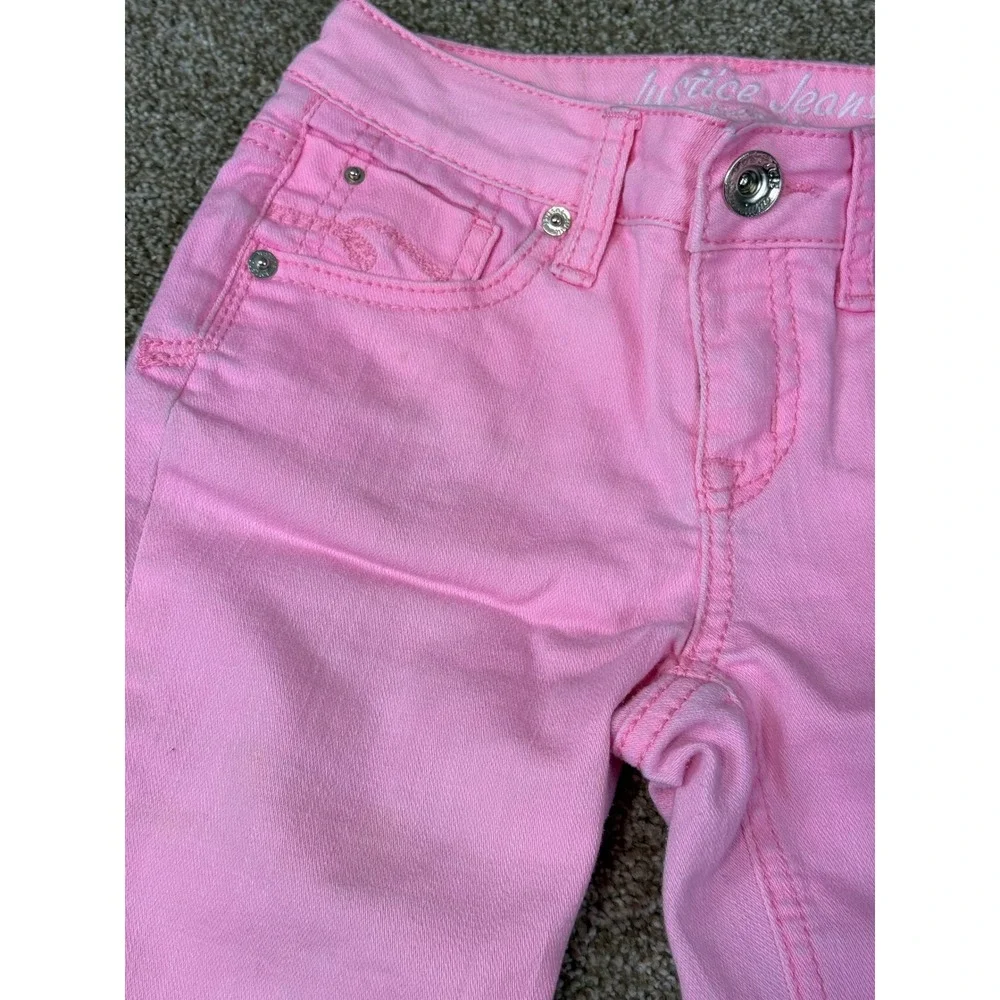 Justice Girls Pink Denim Bermuda Shorts 10R Simply Low Cuffed Stretch 10 Kids